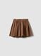 Brown pure cotton girls' skirt regular fit with bow_4