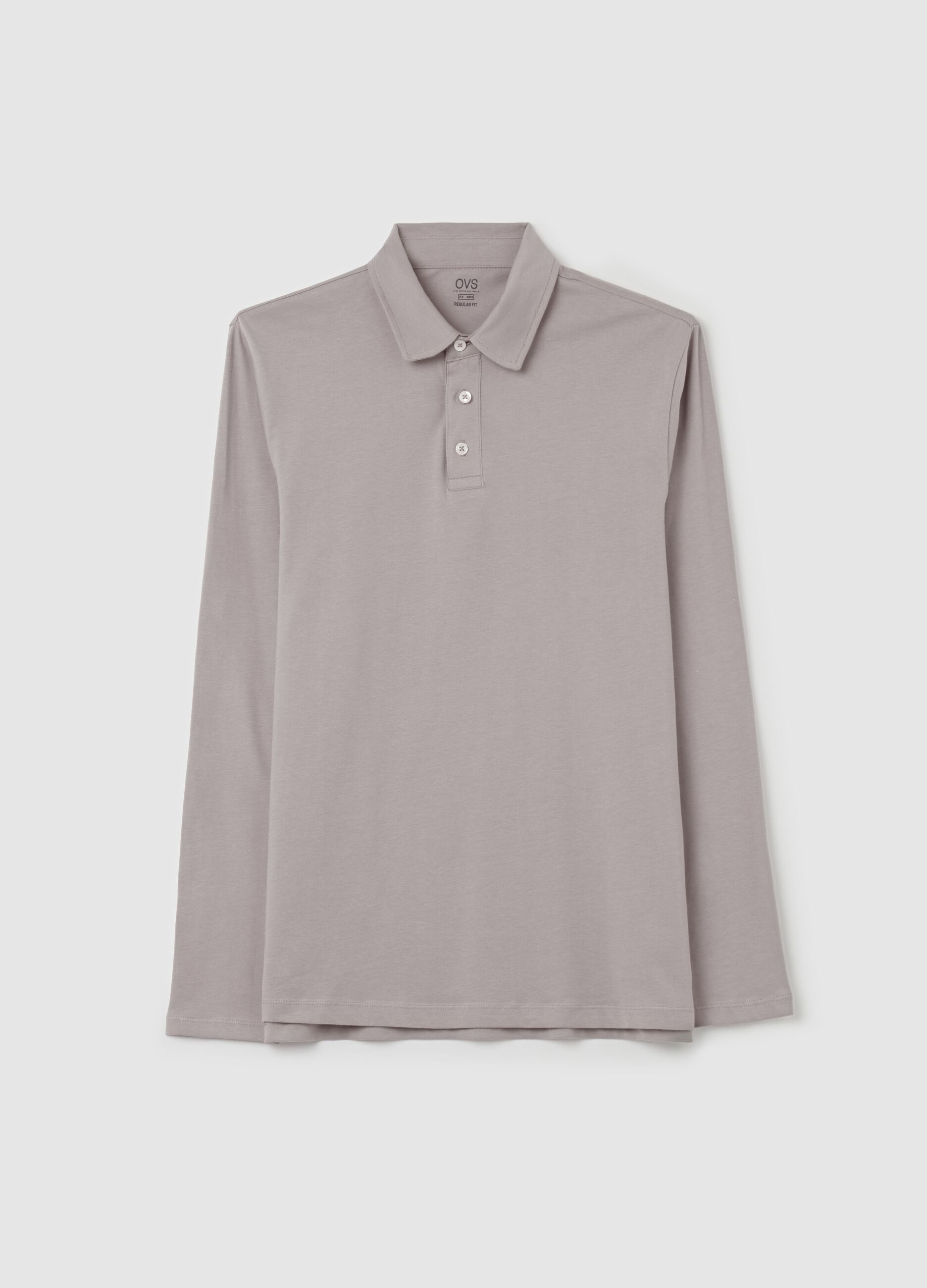 Cotton polo shirt with long sleeves