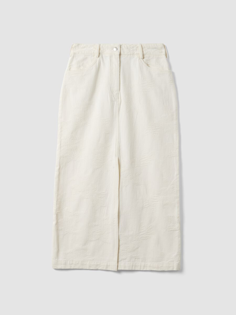 White pure cotton long skirt regular fit with elastic waistband_5