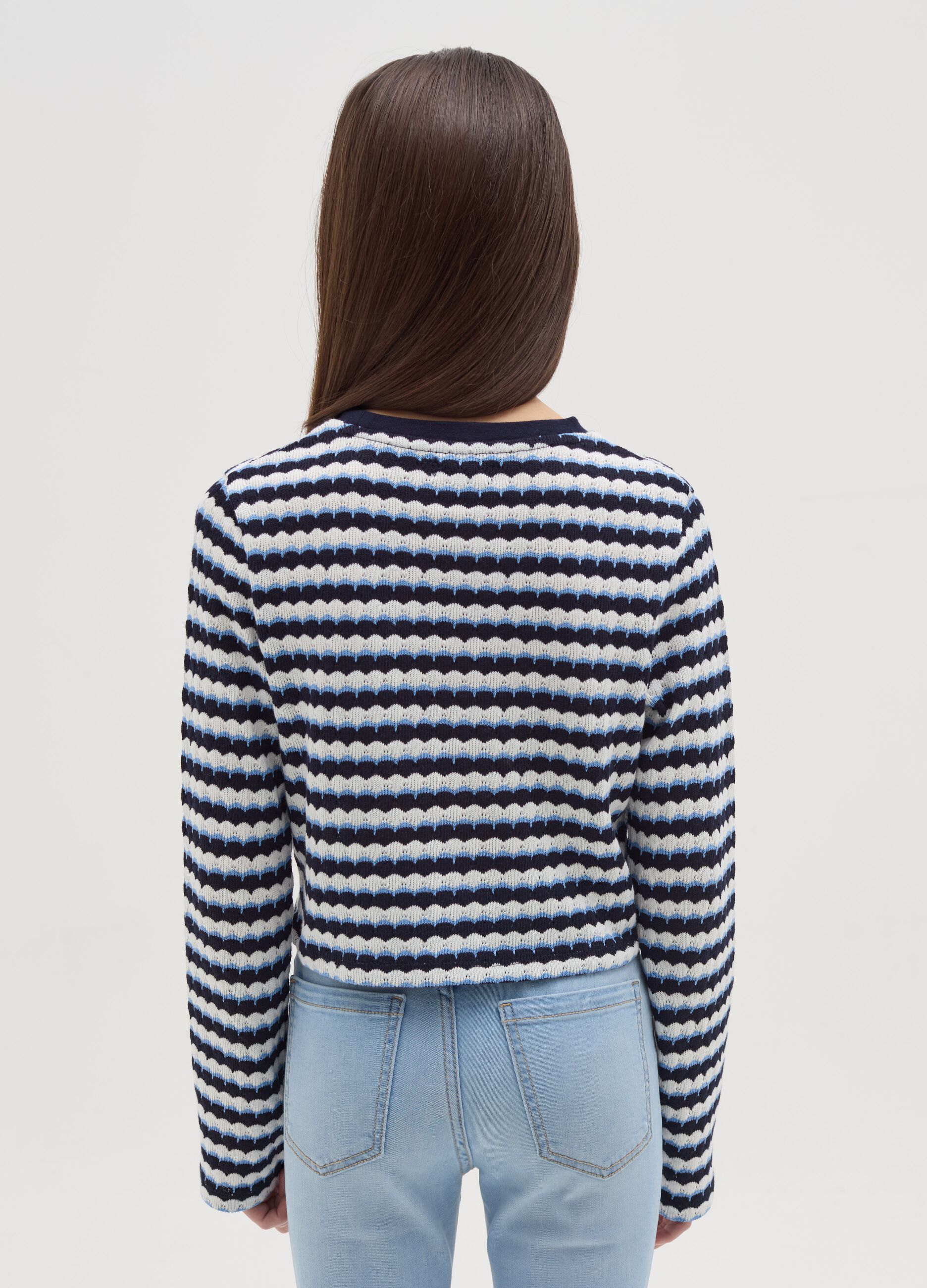Long-sleeved jersey T-shirt with stripe design