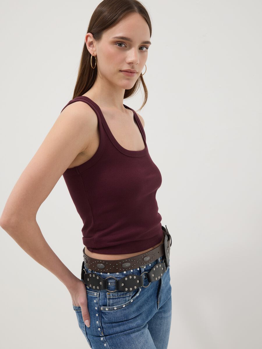 Purple stretch cotton tank top_0