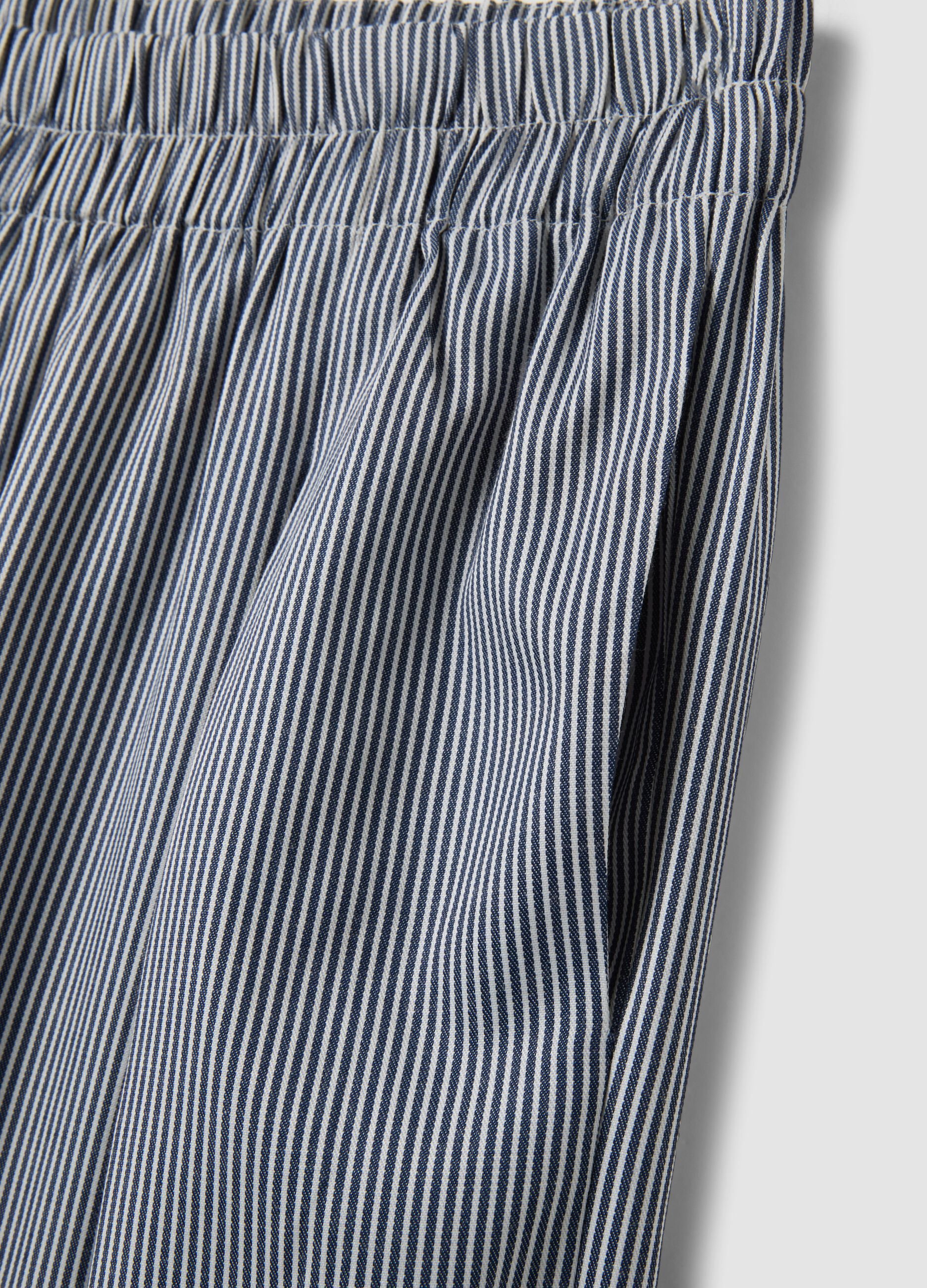 Blue striped palazzo trousers with elasticated waist