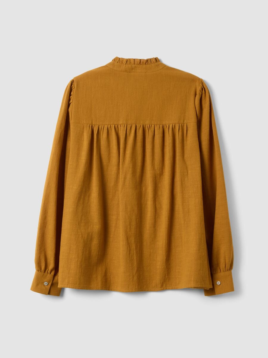 Camicia arancione in puro cotone con ricami_2