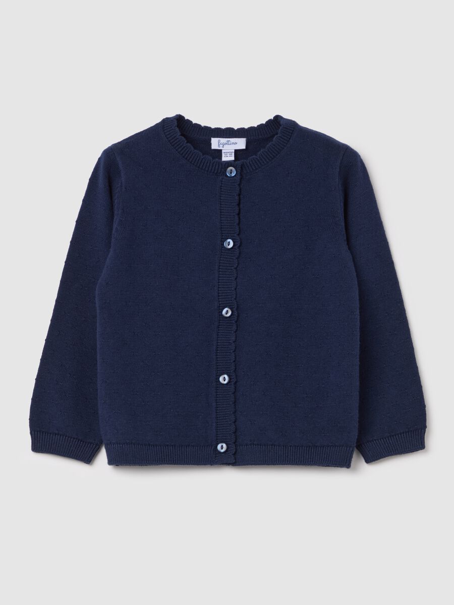 Cotton cardigan with scalloped neck_0