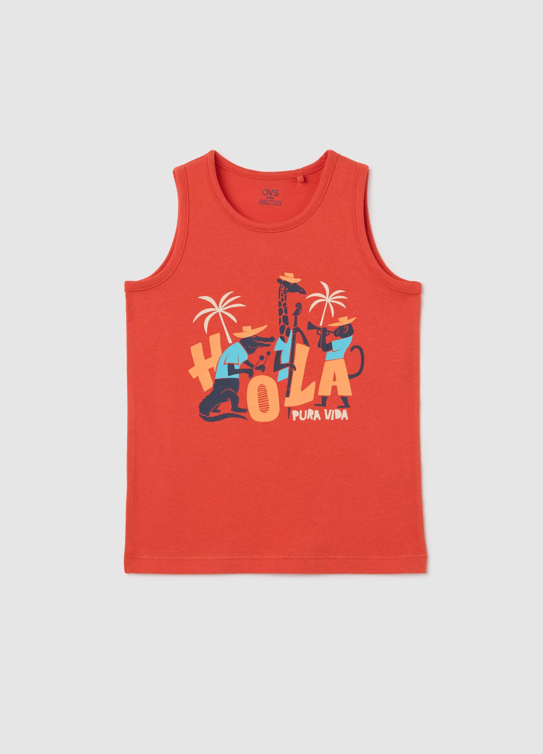 Red Tank Top with Fun Print by OVS Kids
