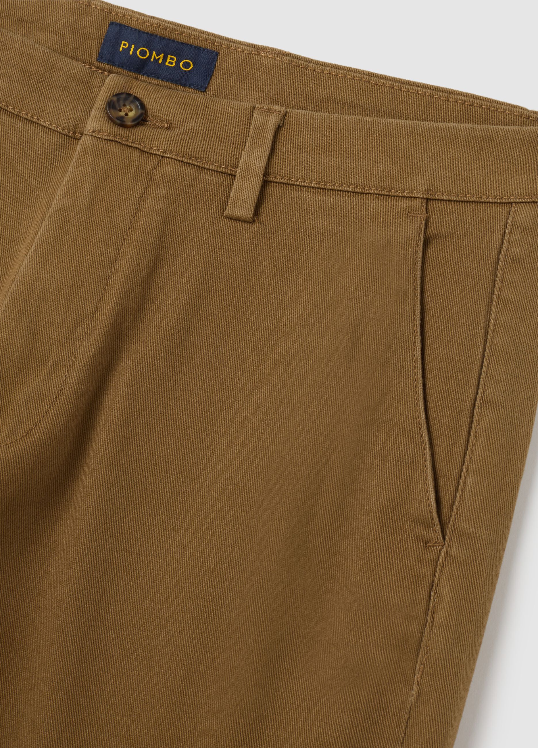 Brown stretch cotton carrot fit trousers