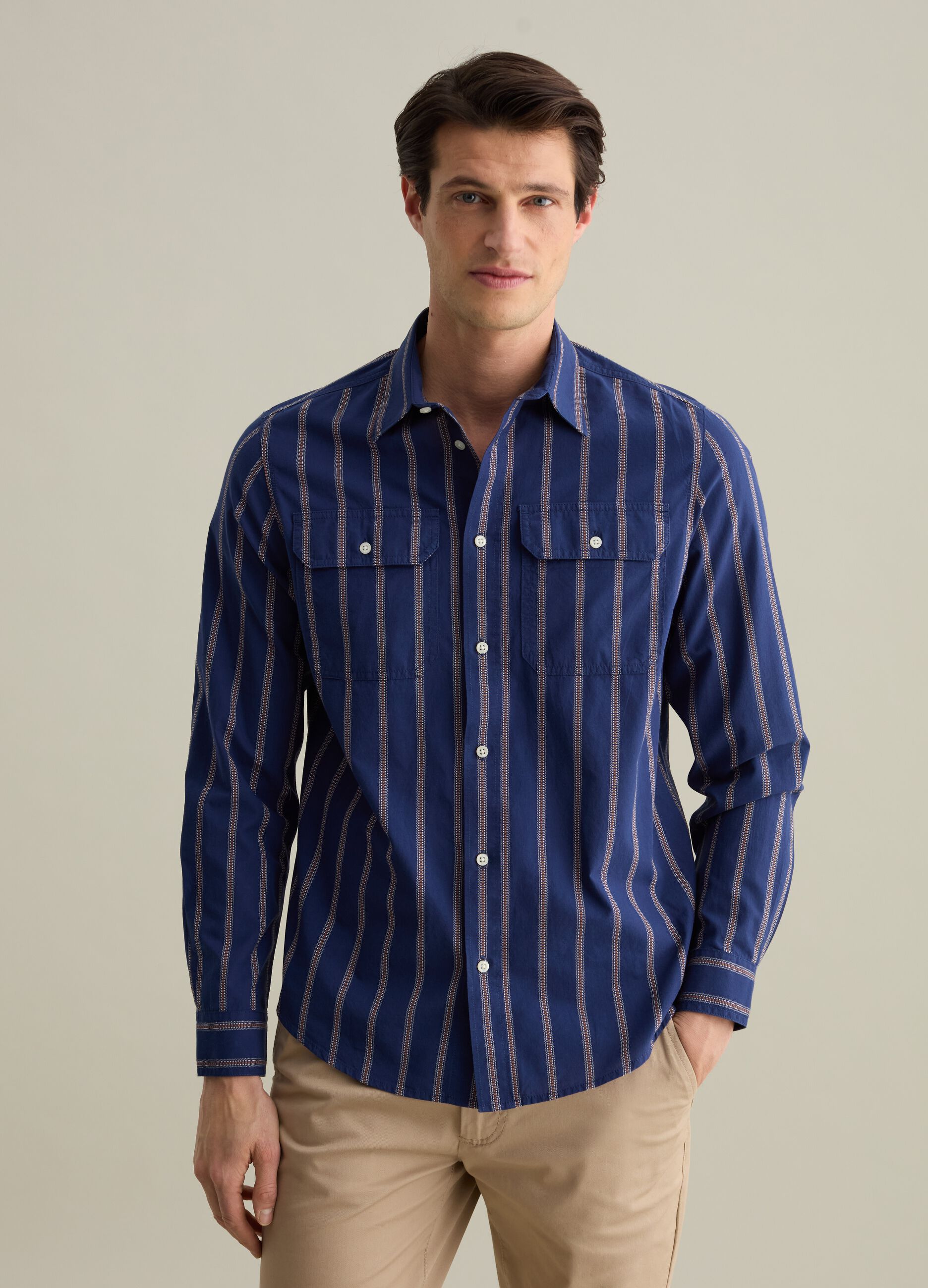 Striped regular-fit shirt with pockets