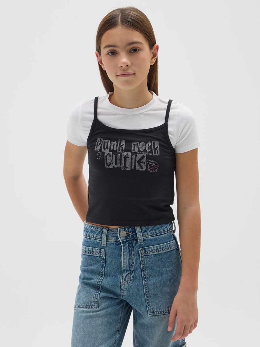 T-shirt da ragazza in cotone elasticizzato multicolor_0
