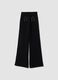 Pantaloni flare neri in viscosa elasticizzata con strass_2