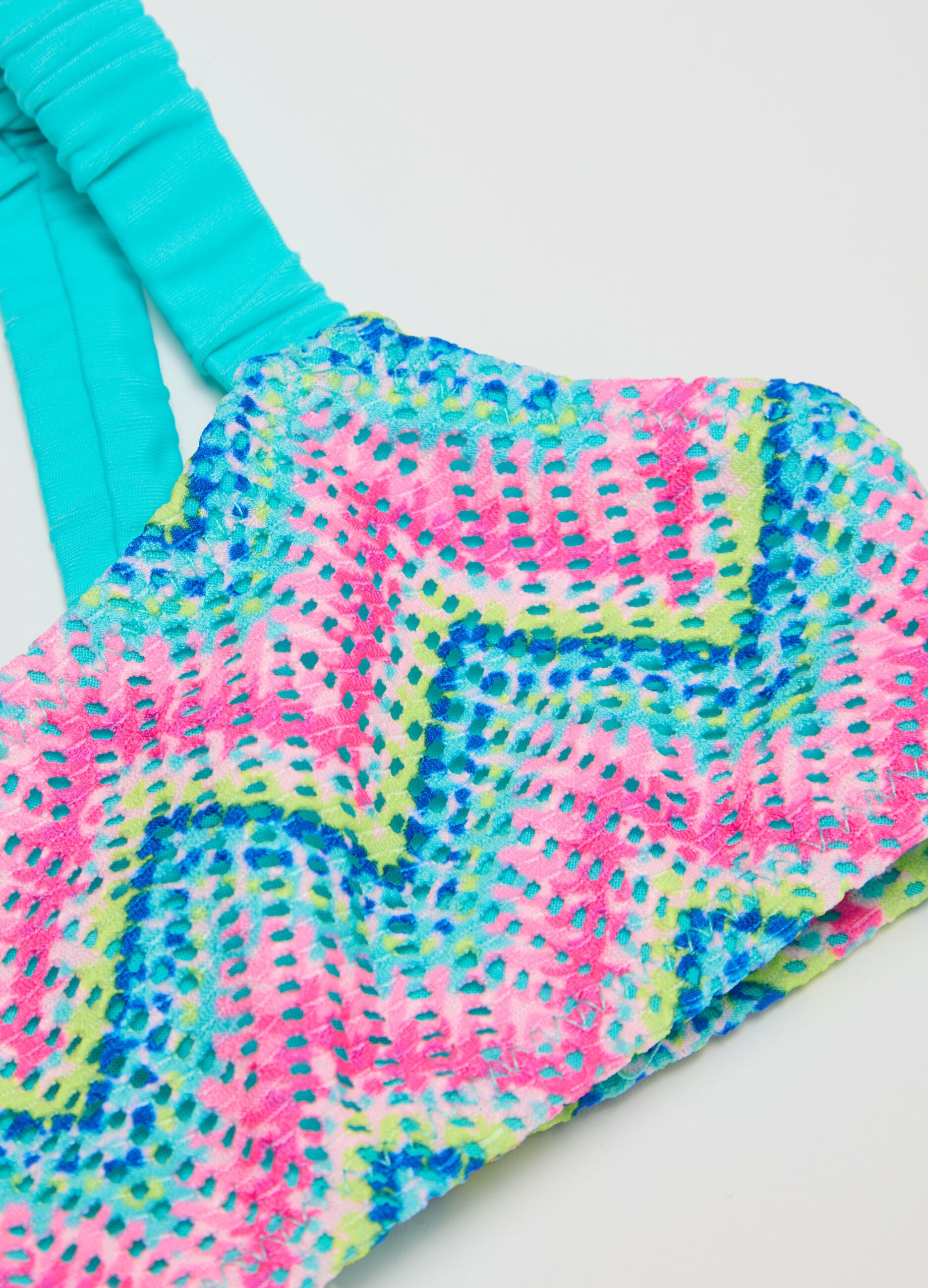 Girls’ bikini in multicoloured stretch fabric