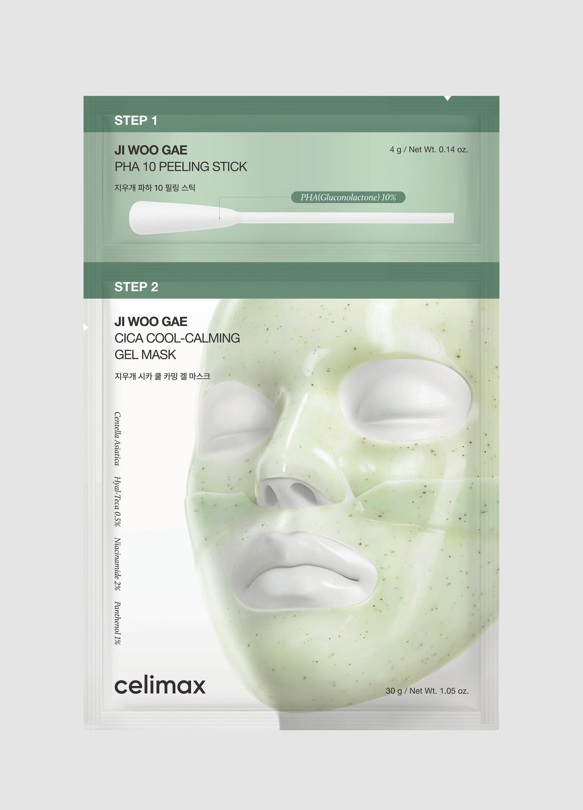 Ji Woo Gae Cica Pha Peel 2-Step Gel Mask 1 pc 4g+30g