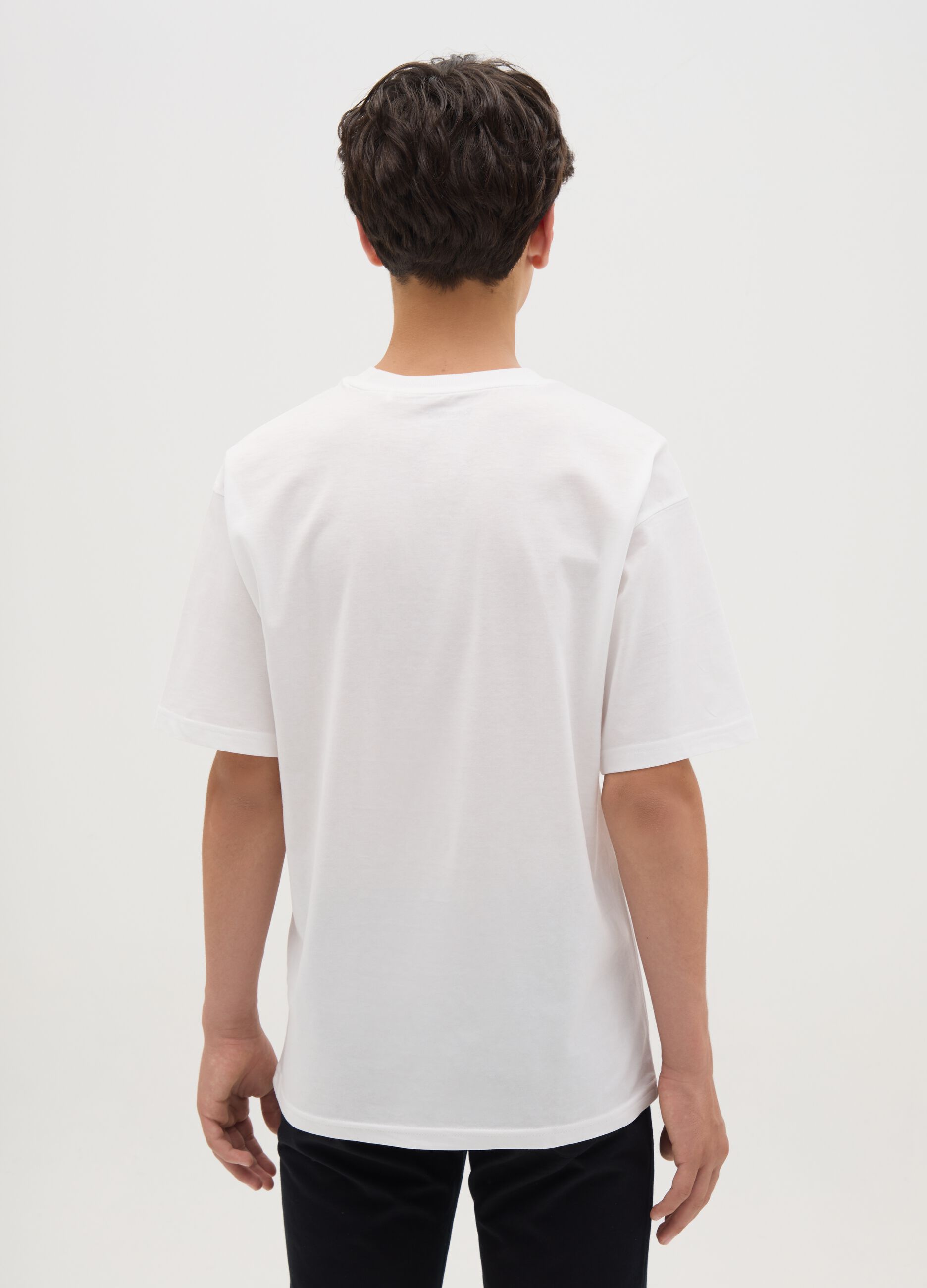 Boys' white pure cotton regular fit t-shirt