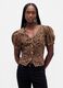 Brown short-sleeve leopard print shirt_0