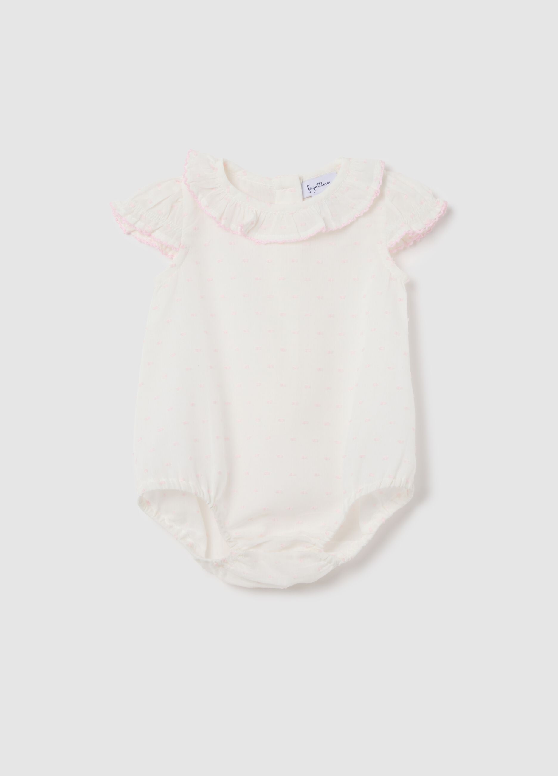 White Baby Bodysuit with Ruffled Collar