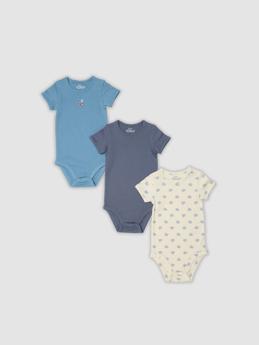 Tripack body multicolor in puro cotone organico per neonato e bimbo_0