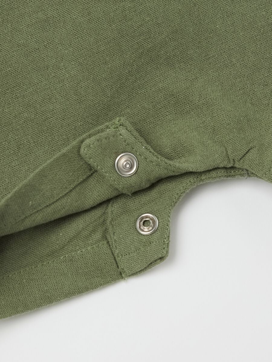 White and green cotton and linen romper_2