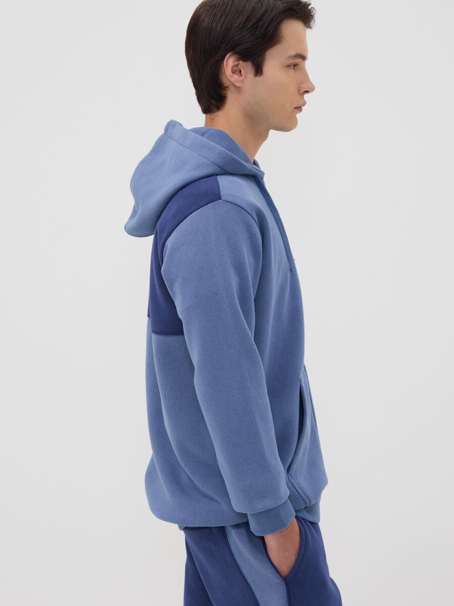 Blue cotton-blend hooded sweatshirt with logo_2