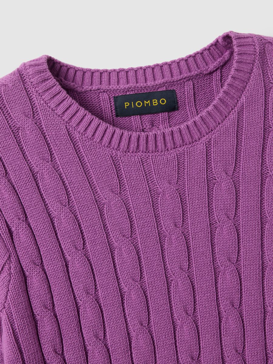 Purple pure cotton regular fit cable knit jumper_5