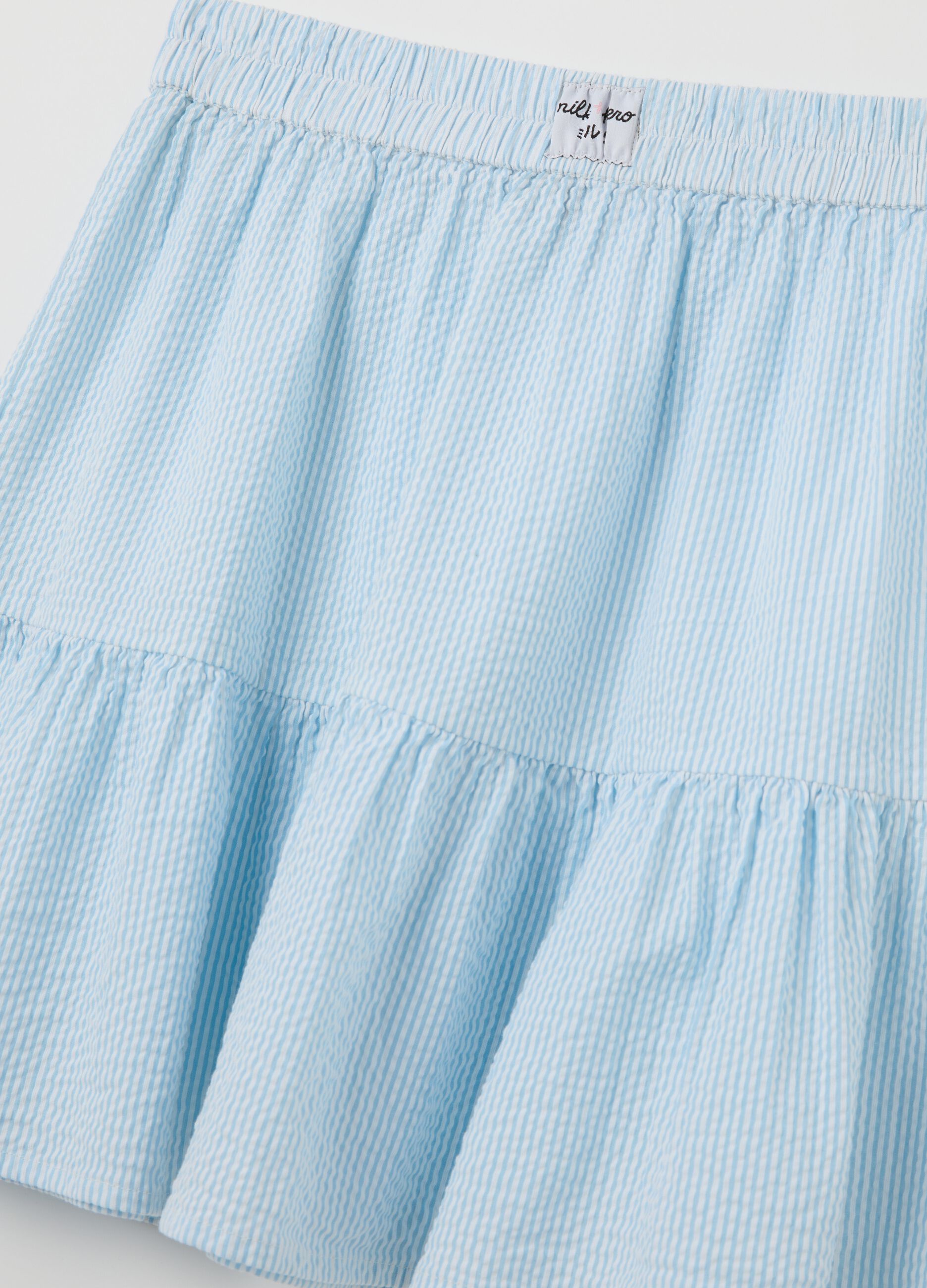 Gonna mini da donna in puro cotone azzurro regular fit