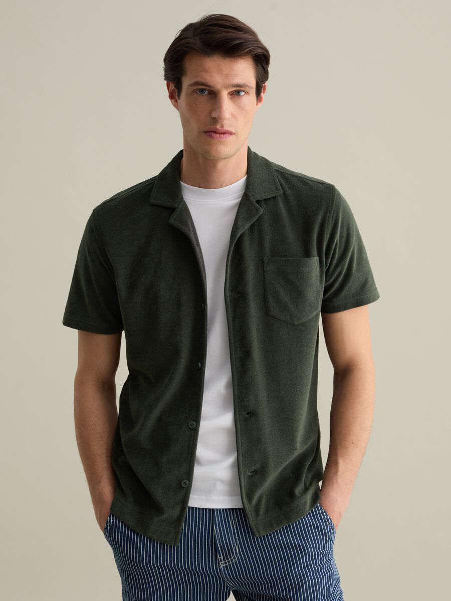 Polo shirt in chenille with pocket_0