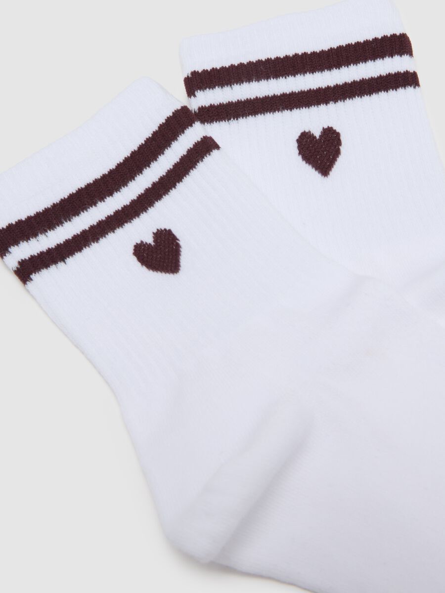 Bipack calzini in misto cotone bianchi con righe e cuore_1