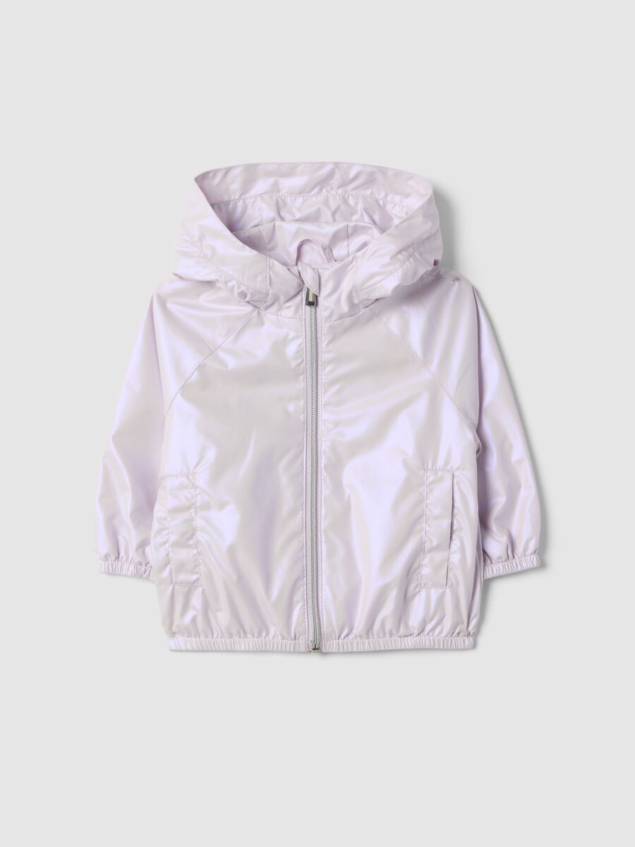 Pink waterproof jacket for girls, regular fit with zip and hood_0