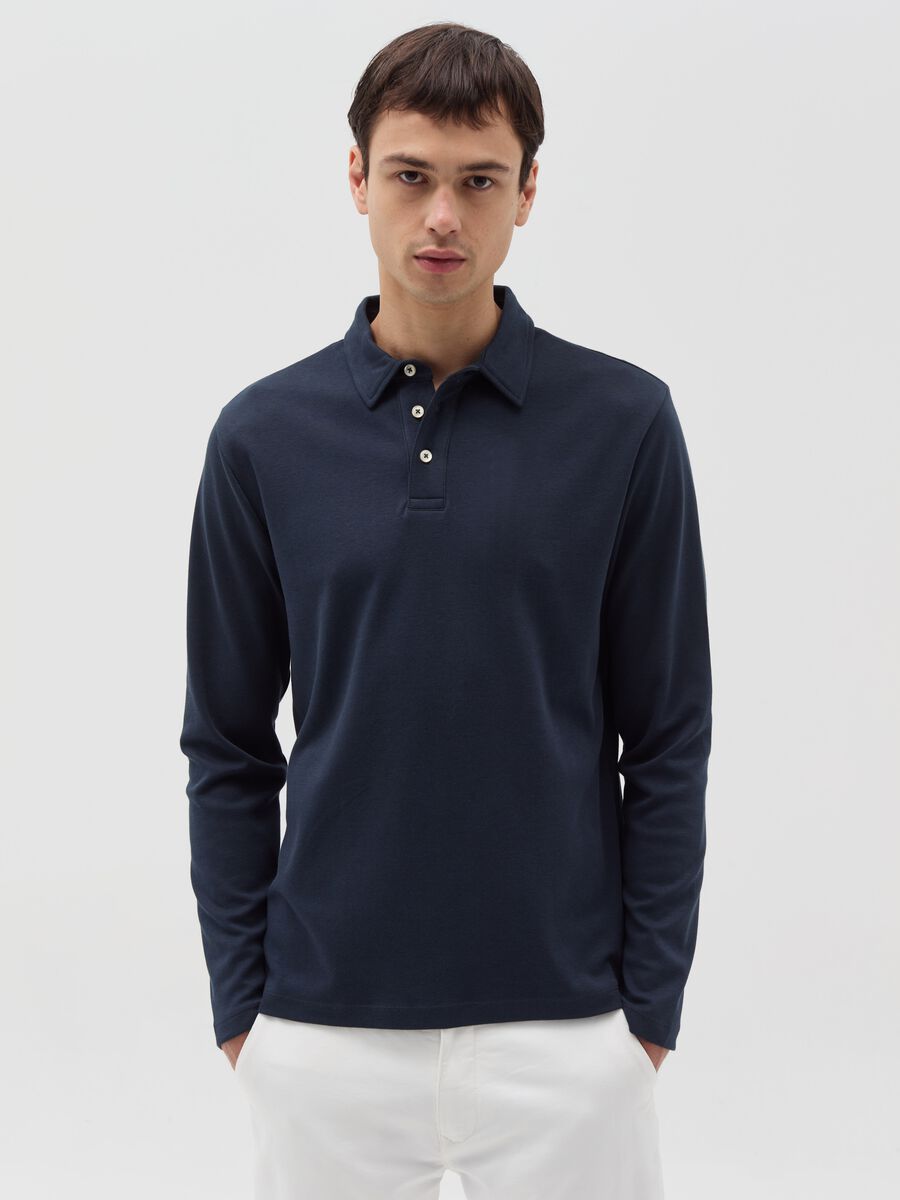 Polo in cotone a maniche lunghe_0
