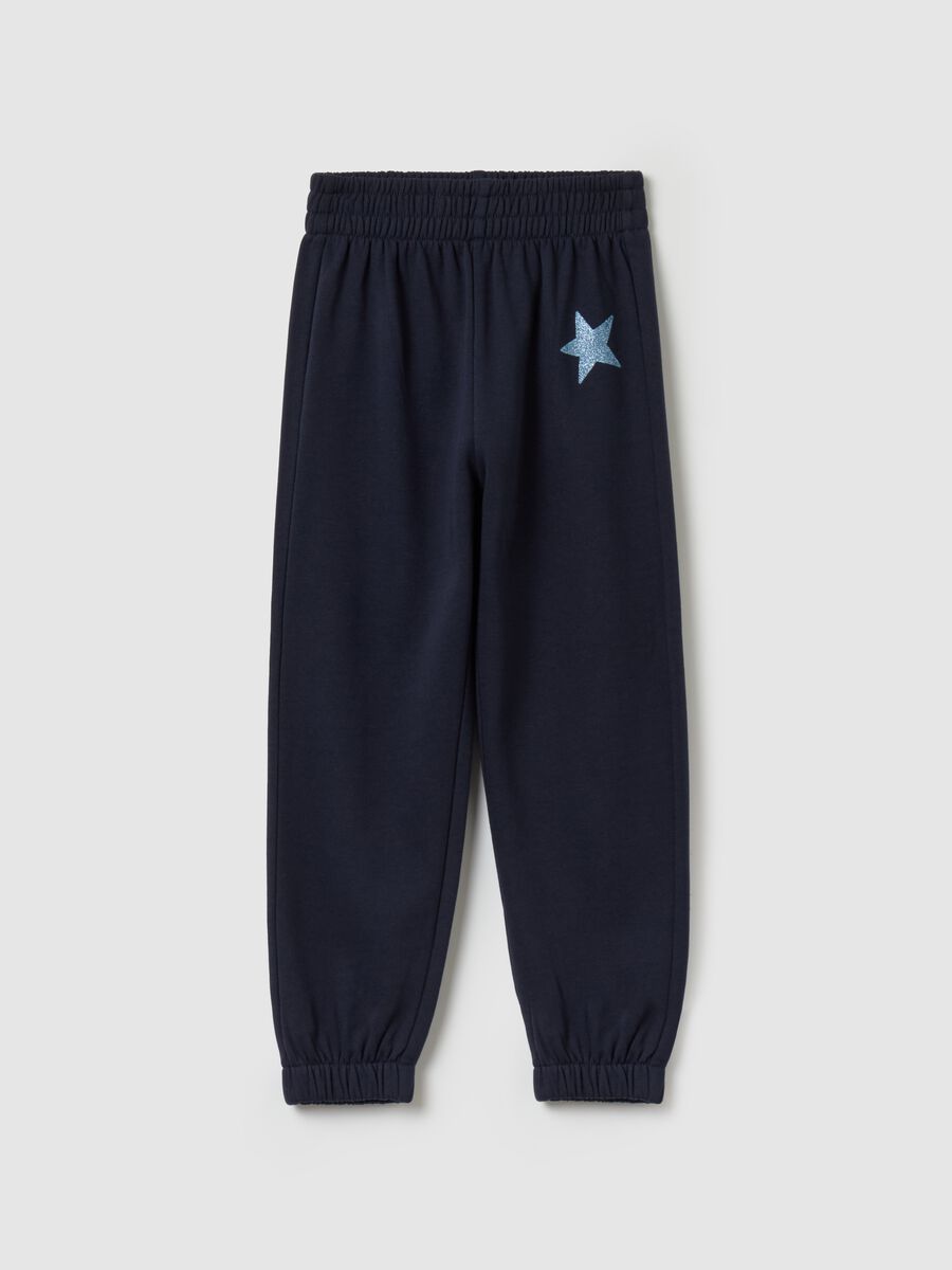 Joggers with elasticated trims and star print_0