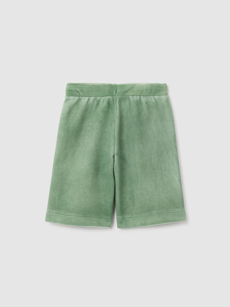 Pantaloncini da bambino in misto cotone verde regular fit_1