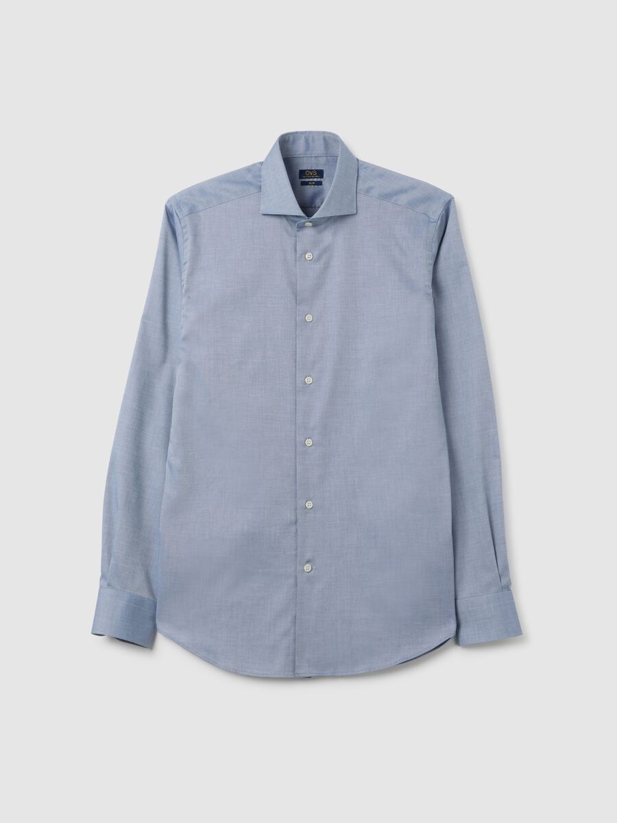 Men's pure cotton light blue slim fit shirt_4