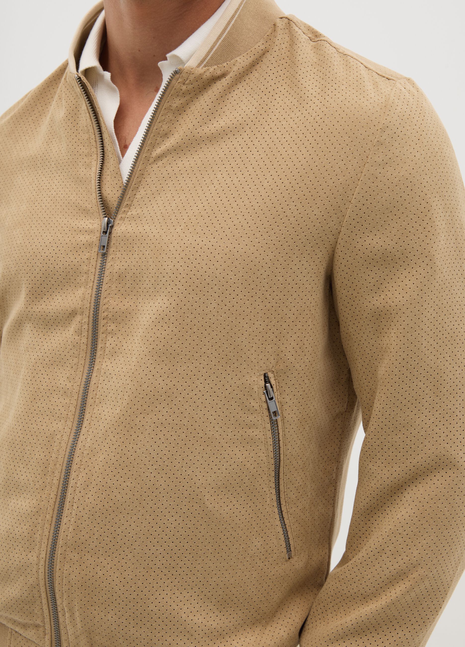 Bomber traforato beige