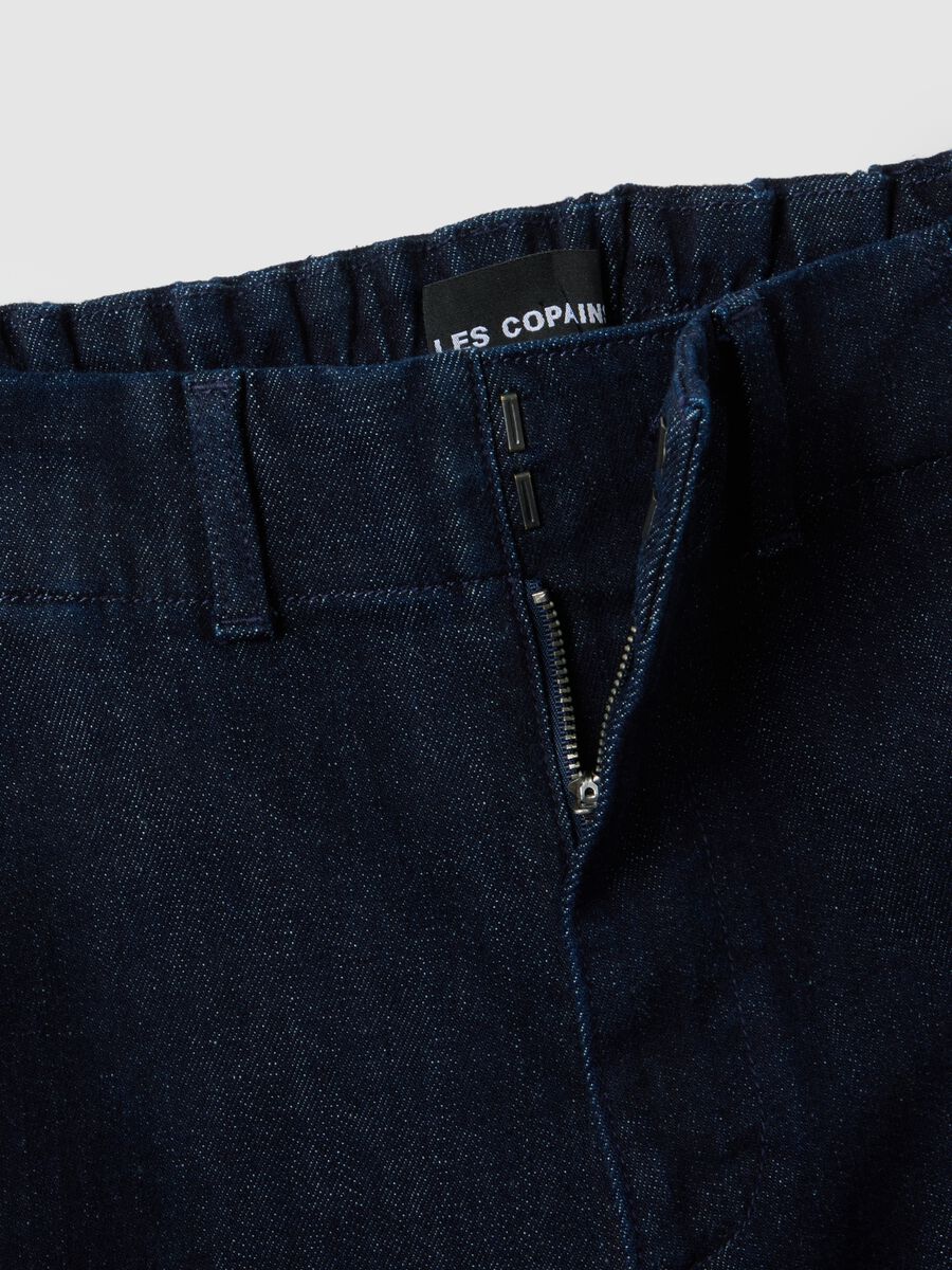 Pantaloni in cotone elasticizzato blu wide leg_1