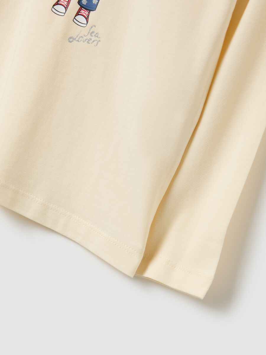 Beige pure cotton T-shirt for girls regular fit_3