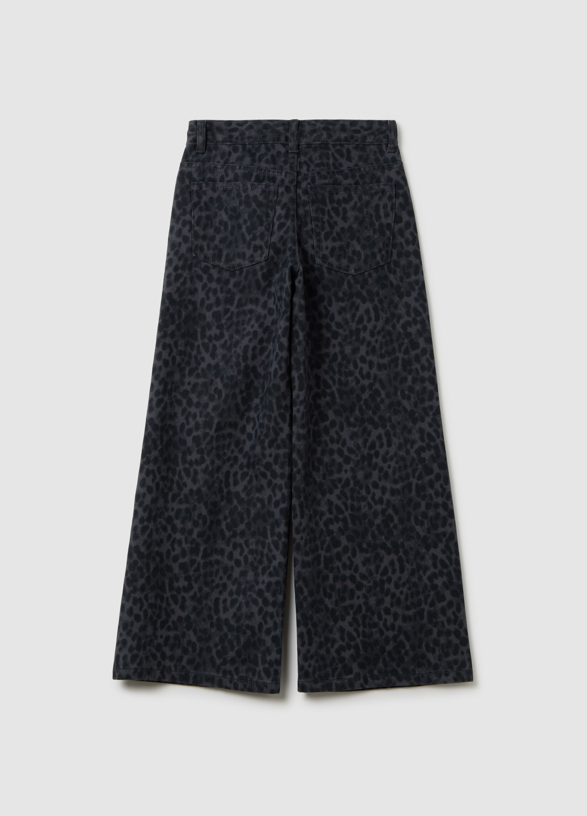 Girls' multicolour pure cotton wide leg trousers