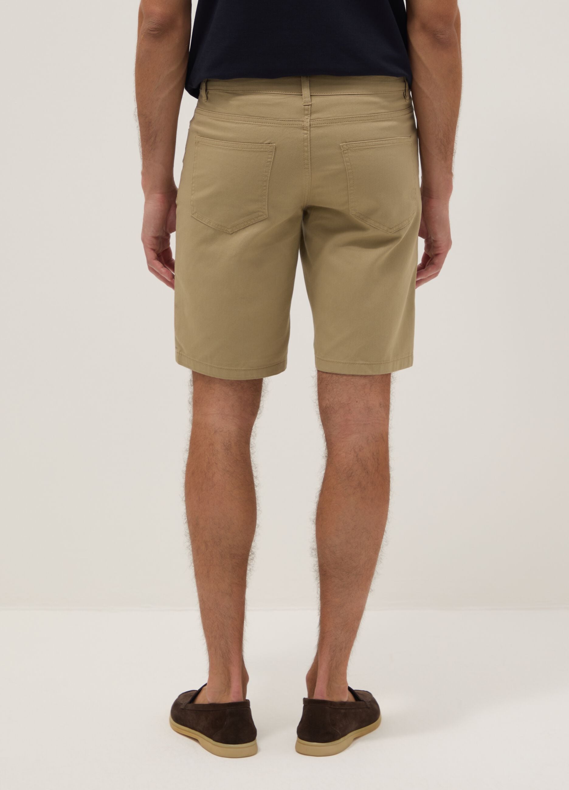Beige pure cotton regular-fit shorts