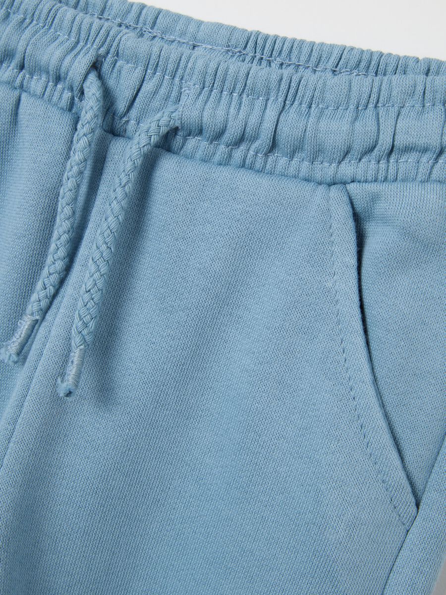 Children's blue pure cotton short jogger trousers with regular fit_3