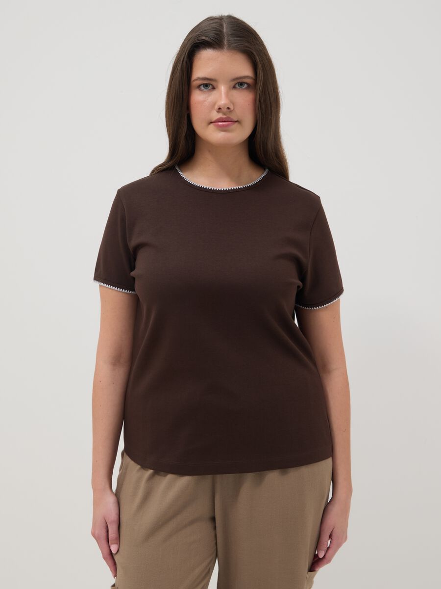 Brown pure cotton short-sleeve T-shirt, regular fit_1