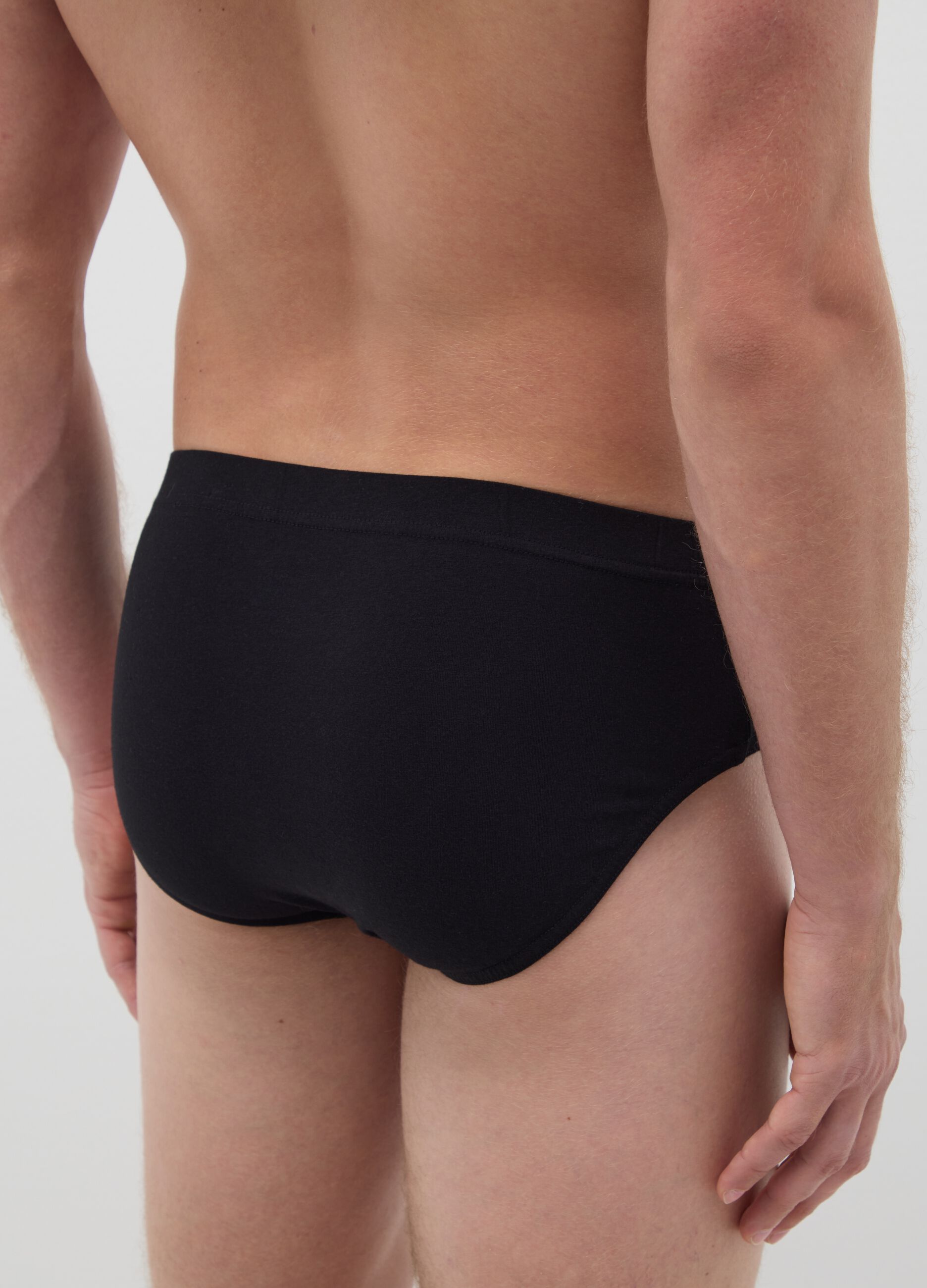 Set of black cotton regular fit tripack briefs