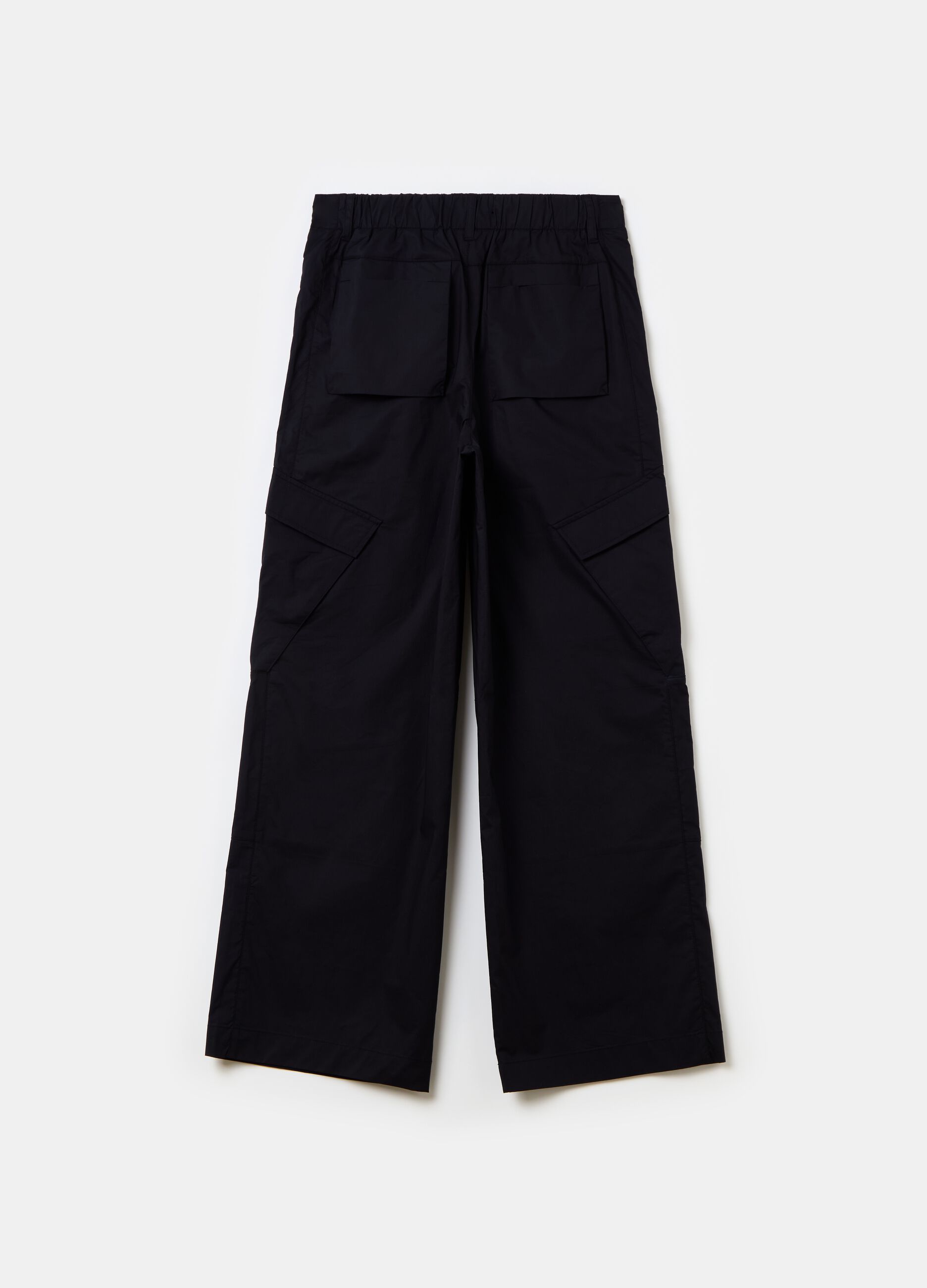 Light Cargo Wide Leg Pants Black