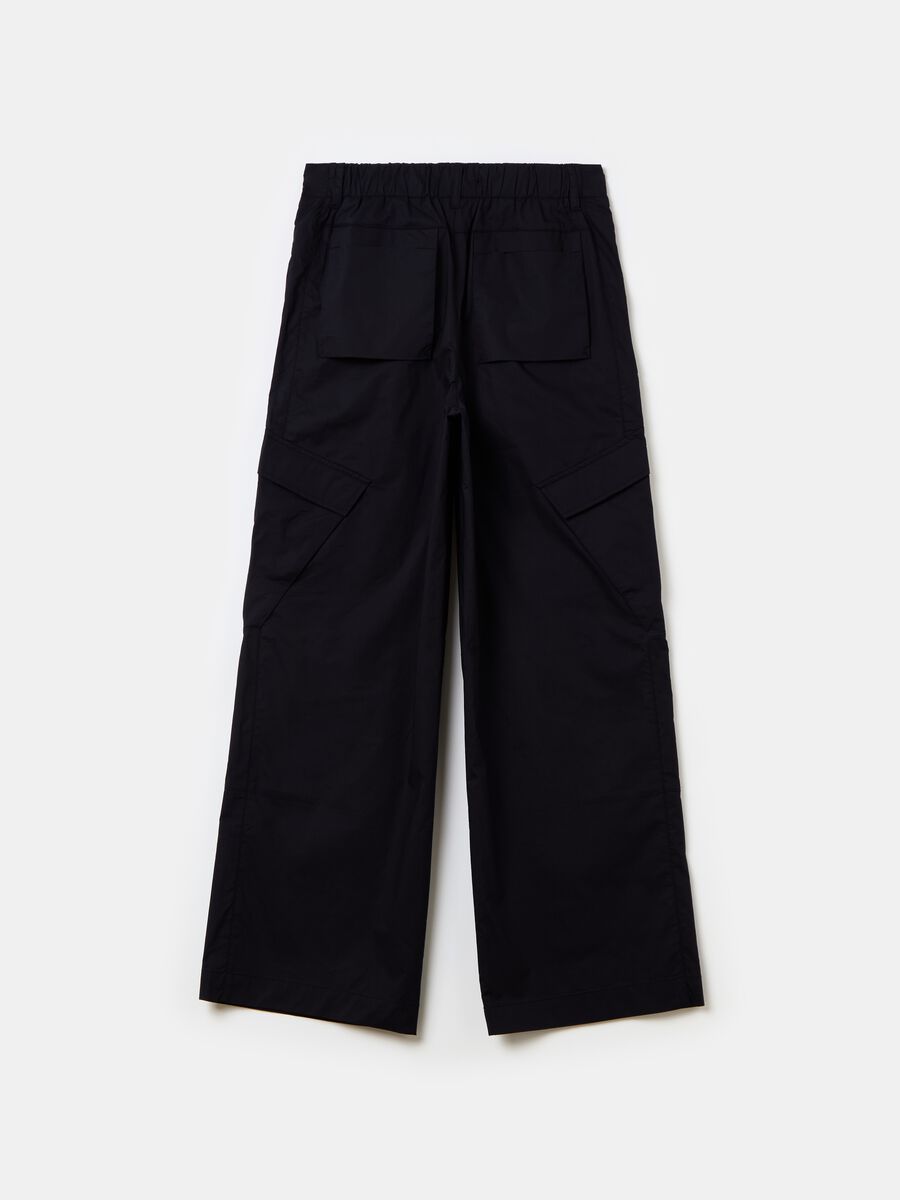 Light Cargo Wide Leg Pants Black_7