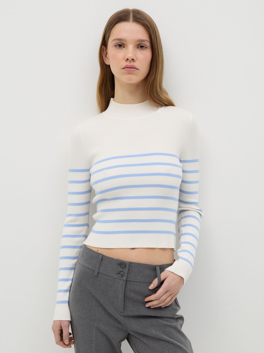 Striped top with mock neck_0