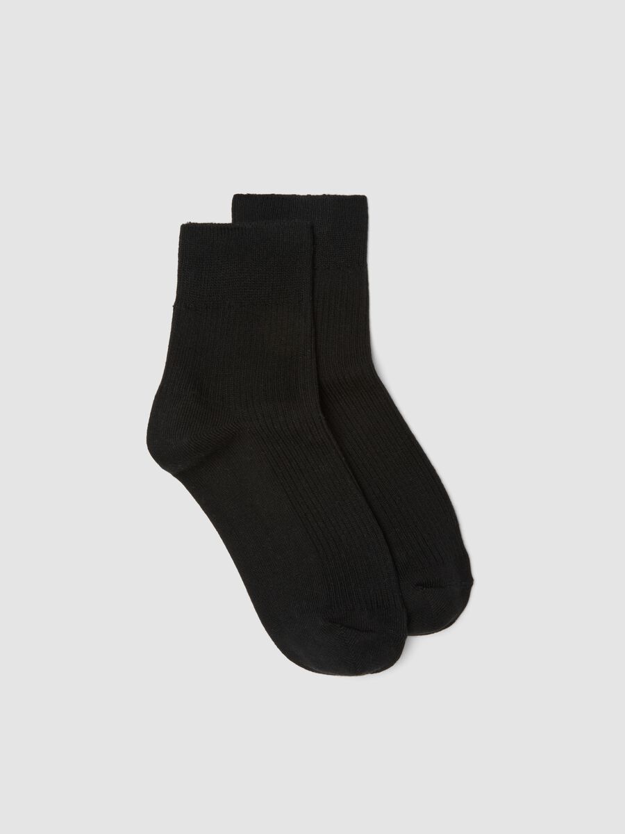 Black ankle socks in stretch cotton_0