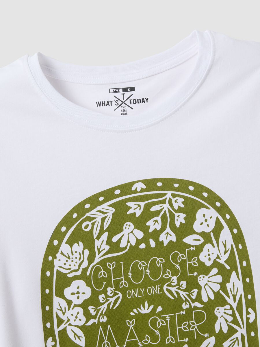 Regular fit white pure cotton T-shirt with print_1