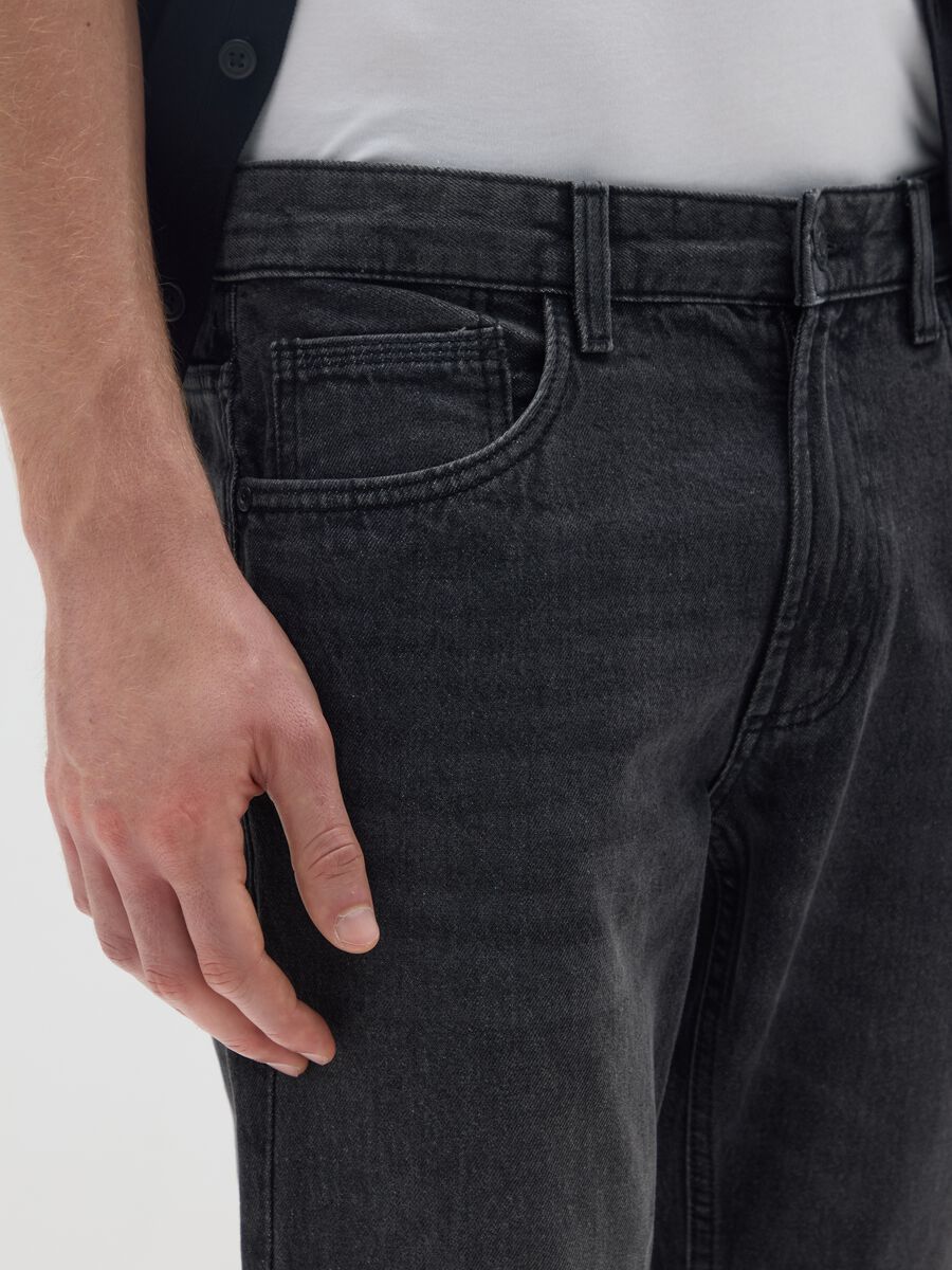 Slim fit pure black cotton jeans_3