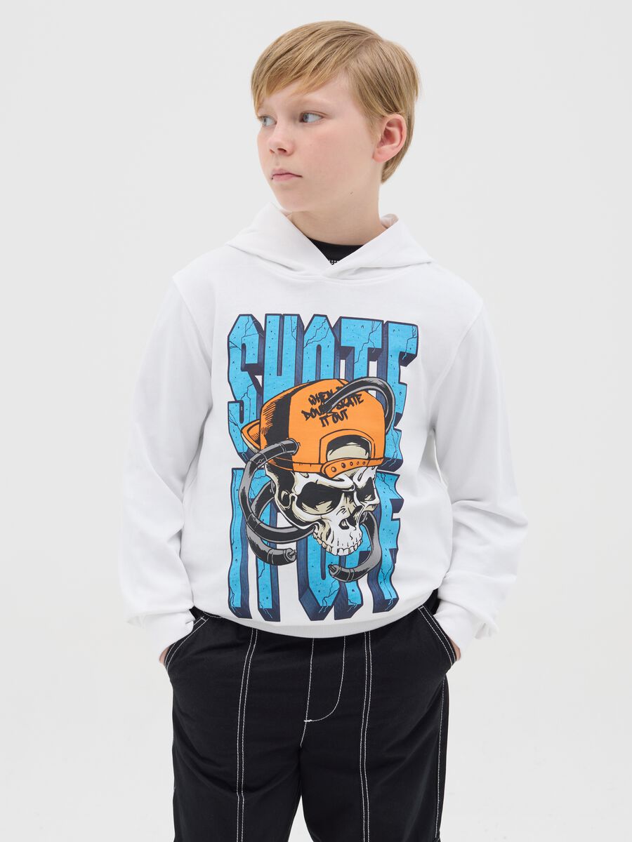 French terry sweatshirt with "Skate it OFF" and hood_0
