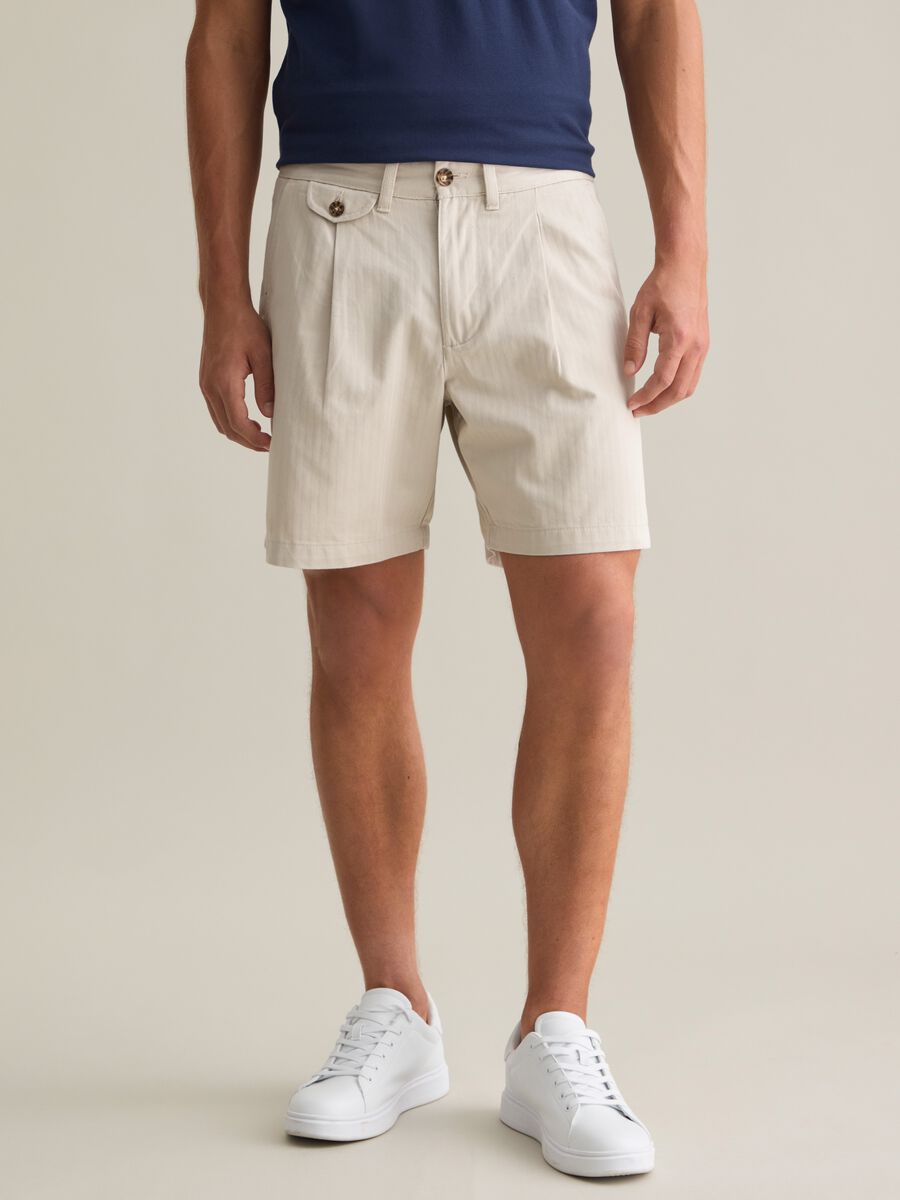 Beige Cotton Bermuda Shorts Piombo_1