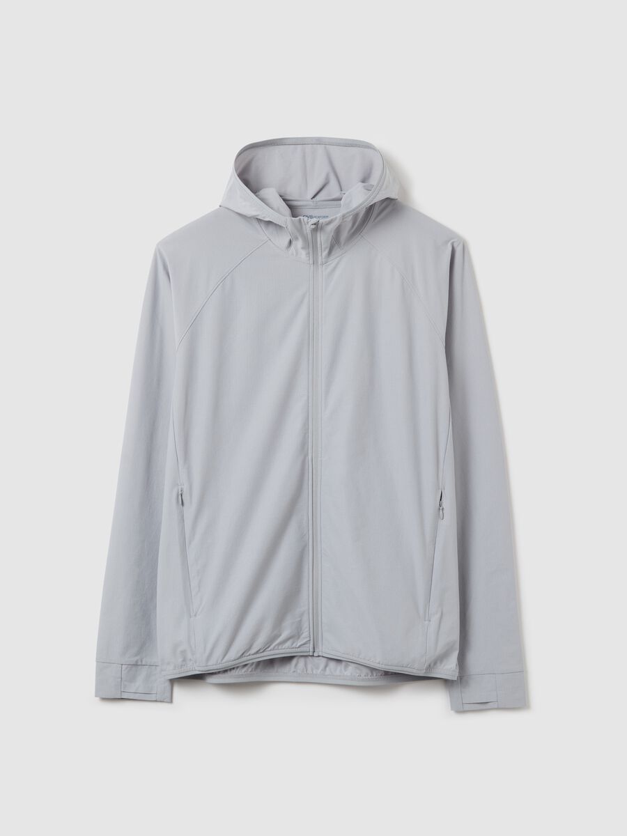 Full-zip sweatshirt in technical fabric with hood_4