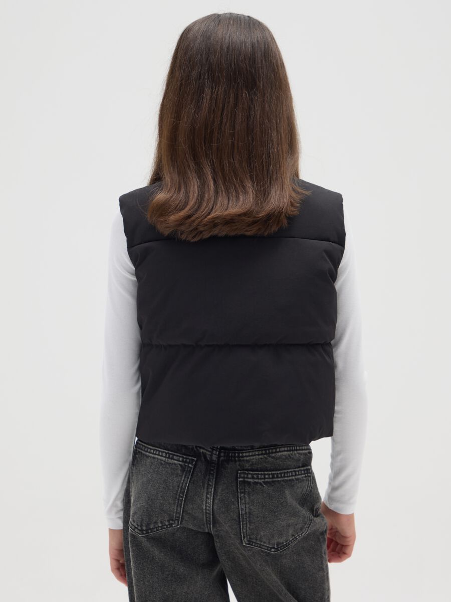 Gilet imbottito nero per ragazze con zip_1