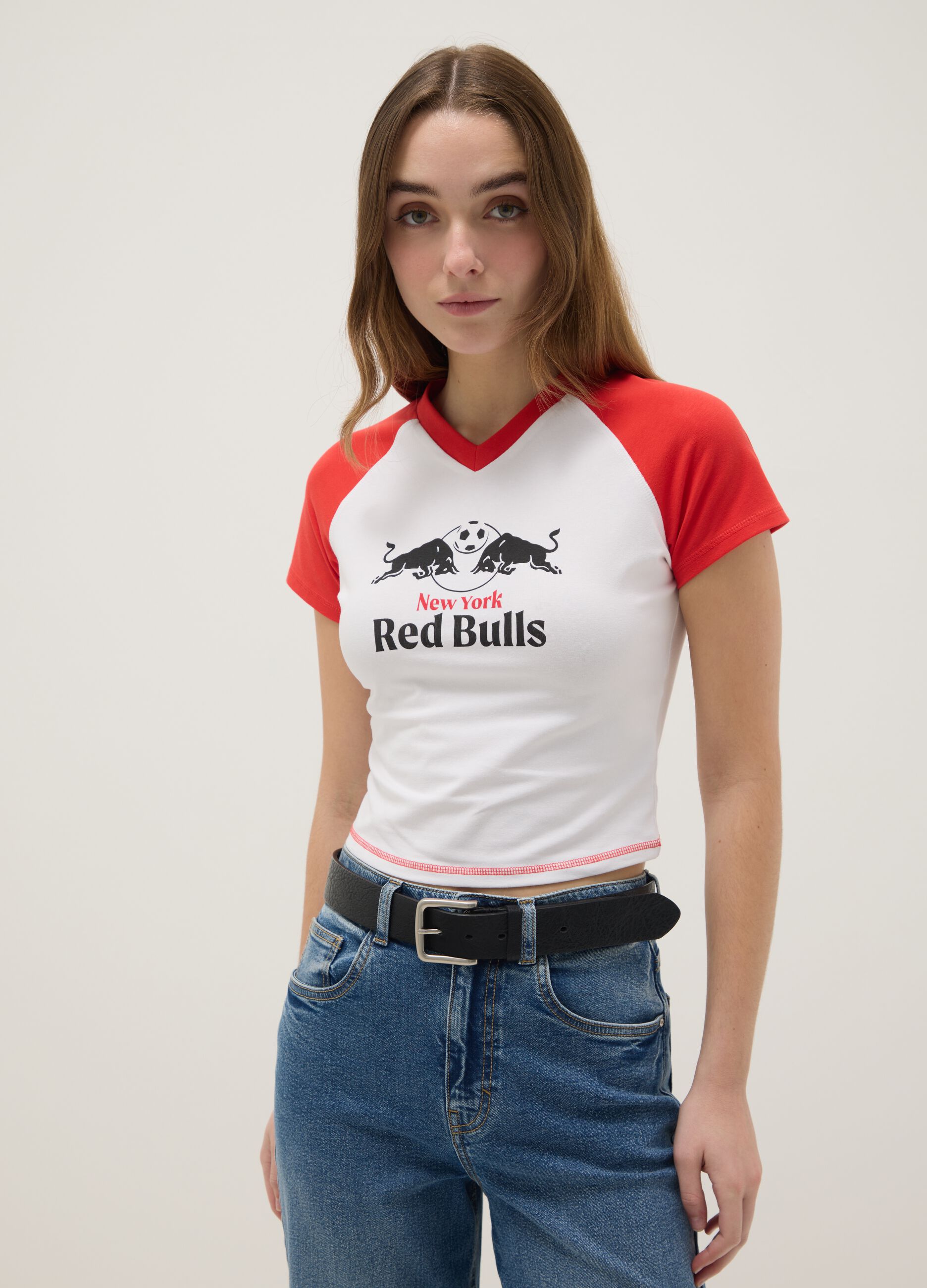 T-shirt in puro cotone multicolor regular fit con logo New York Red Bulls
