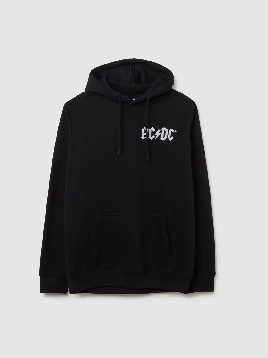 Felpa in misto cotone nera con cappuccio con stampa AC/DC_4
